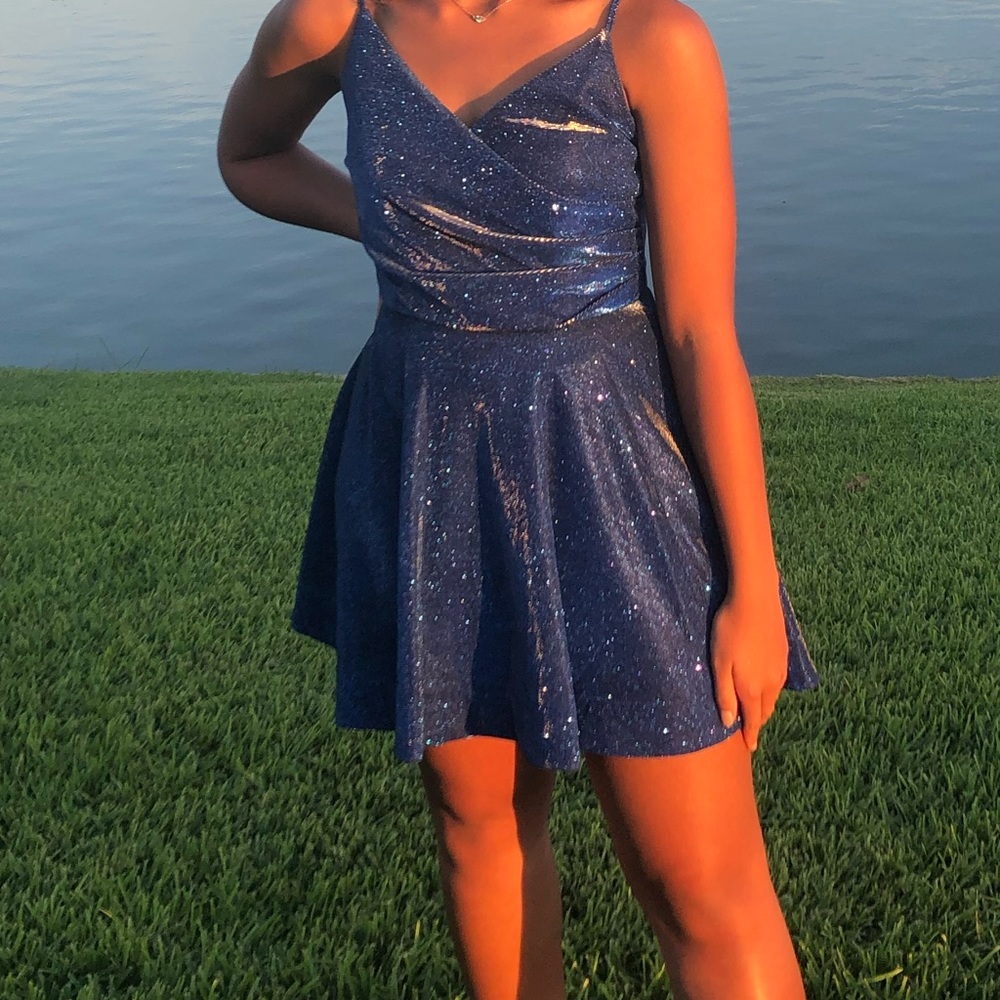 Blue fit n flare dress